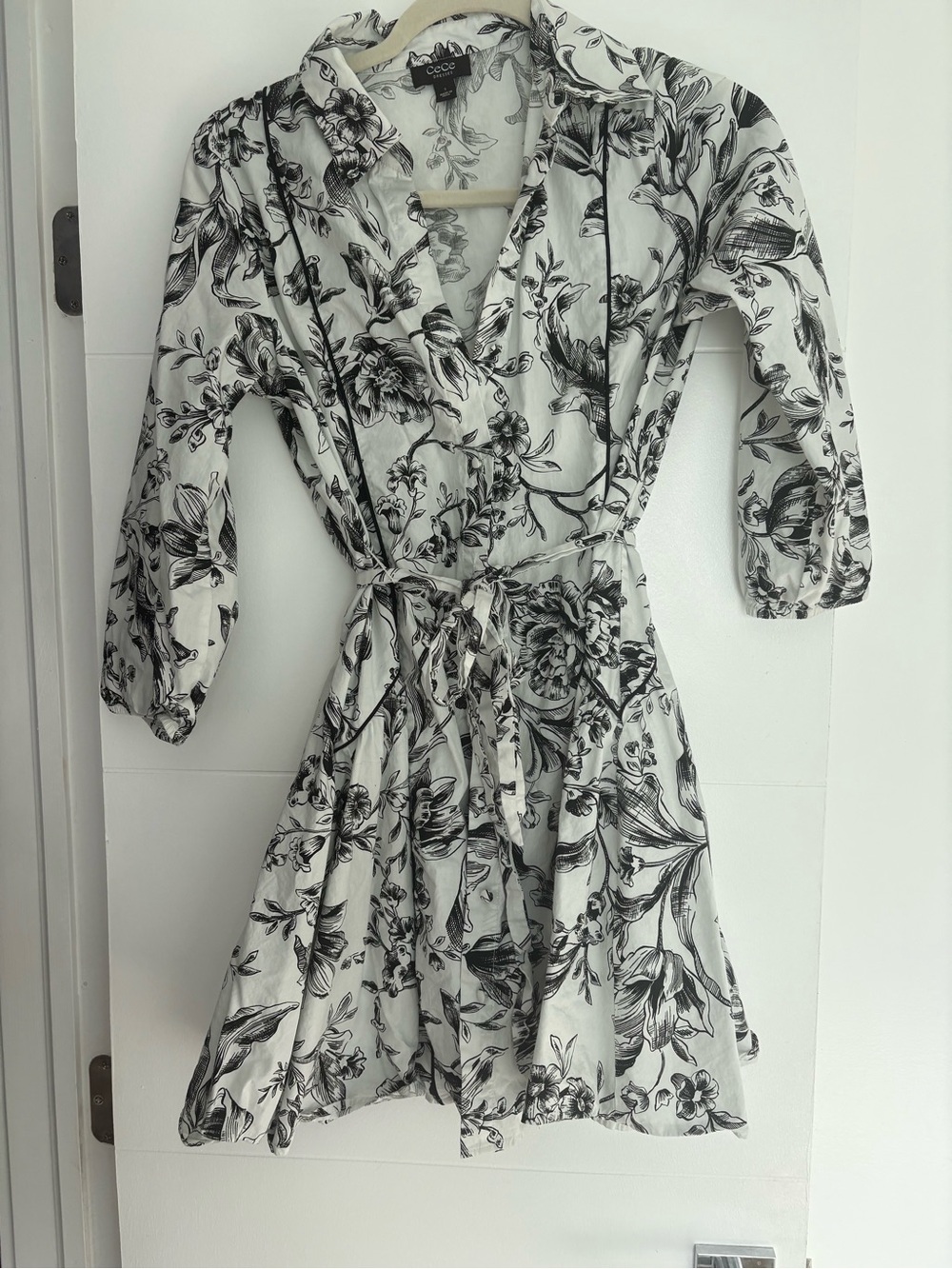 CeCe White Dress with Black Floral Print